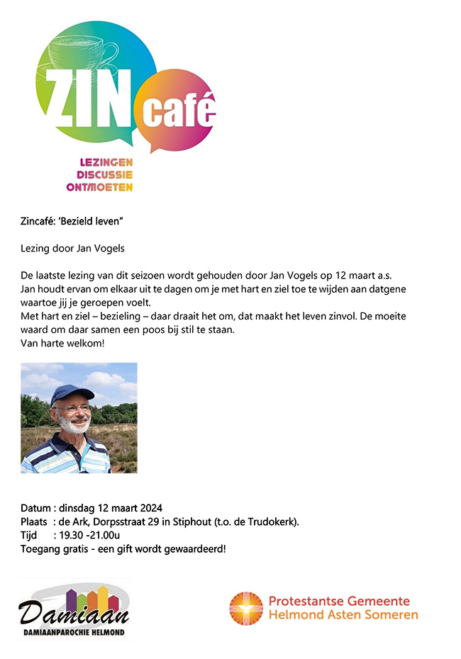 Aankondiging Zincafé 12 3 24