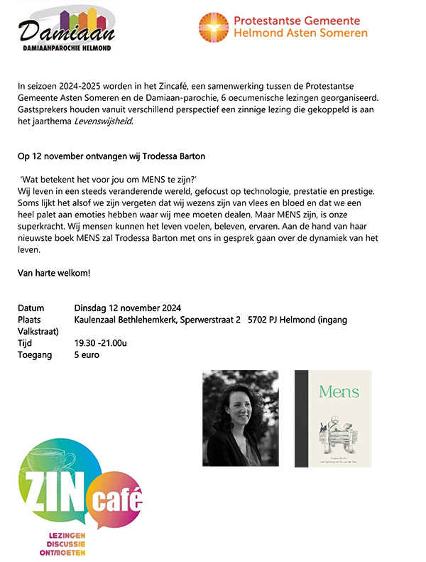 Aankondiging Zincafé 12 11 2024