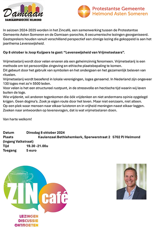 aankondiging zincafe 8 10 2024